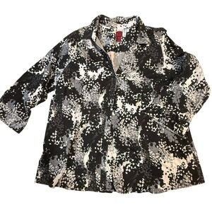 212 Collection Abstract Print Button Down‎ Stretch Top Blouse 1X